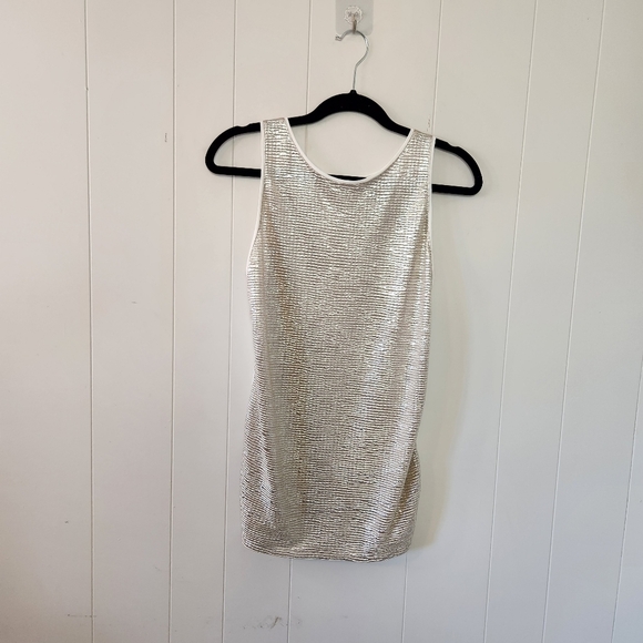 Tristan Gold Metallic Tank Top Dressy Quiet Luxury Minimalist Capsule Office - Picture 9 of 9